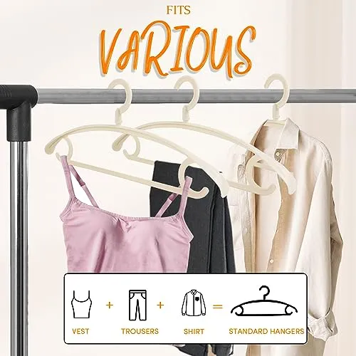 20 Pack Plastic Clothes Hanger, Extra Thick Wide Shoulder Coat Hangers with 360° Swivel Hook Non Slip, Space Saving Hangers for Suits, Sweater, Dresses, Pants (Beige)