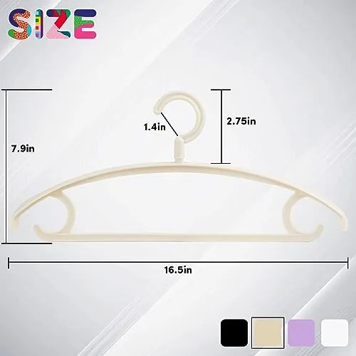 20 Pack Plastic Clothes Hanger, Extra Thick Wide Shoulder Coat Hangers with 360° Swivel Hook Non Slip, Space Saving Hangers for Suits, Sweater, Dresses, Pants (Beige)