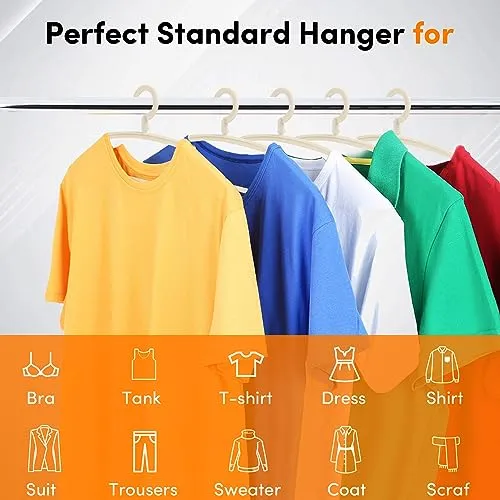 20 Pack Plastic Clothes Hanger, Extra Thick Wide Shoulder Coat Hangers with 360° Swivel Hook Non Slip, Space Saving Hangers for Suits, Sweater, Dresses, Pants (Beige)