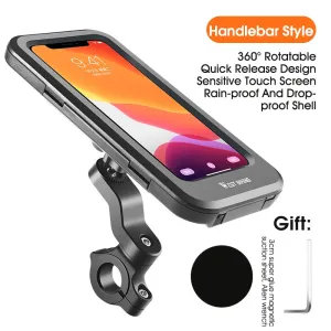 360° Adjustable Waterproof Bicycle Phone Holder Electric Bike Motorcycle Scooter Motorbike Touch Screen Cell Phone Support Mount