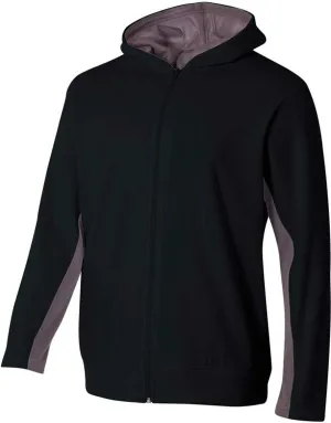 A4 NB4251 Youth Full Zip Color Block Fleece Hoodie - Black Graphite