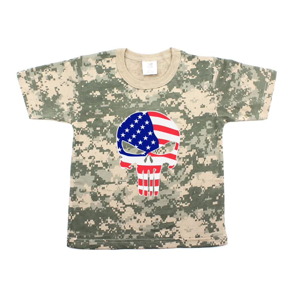 American Flag Punisher Skull Toddler Short Sleeve T-Shirt