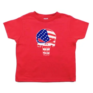 American Flag Punisher Skull Toddler Short Sleeve T-Shirt