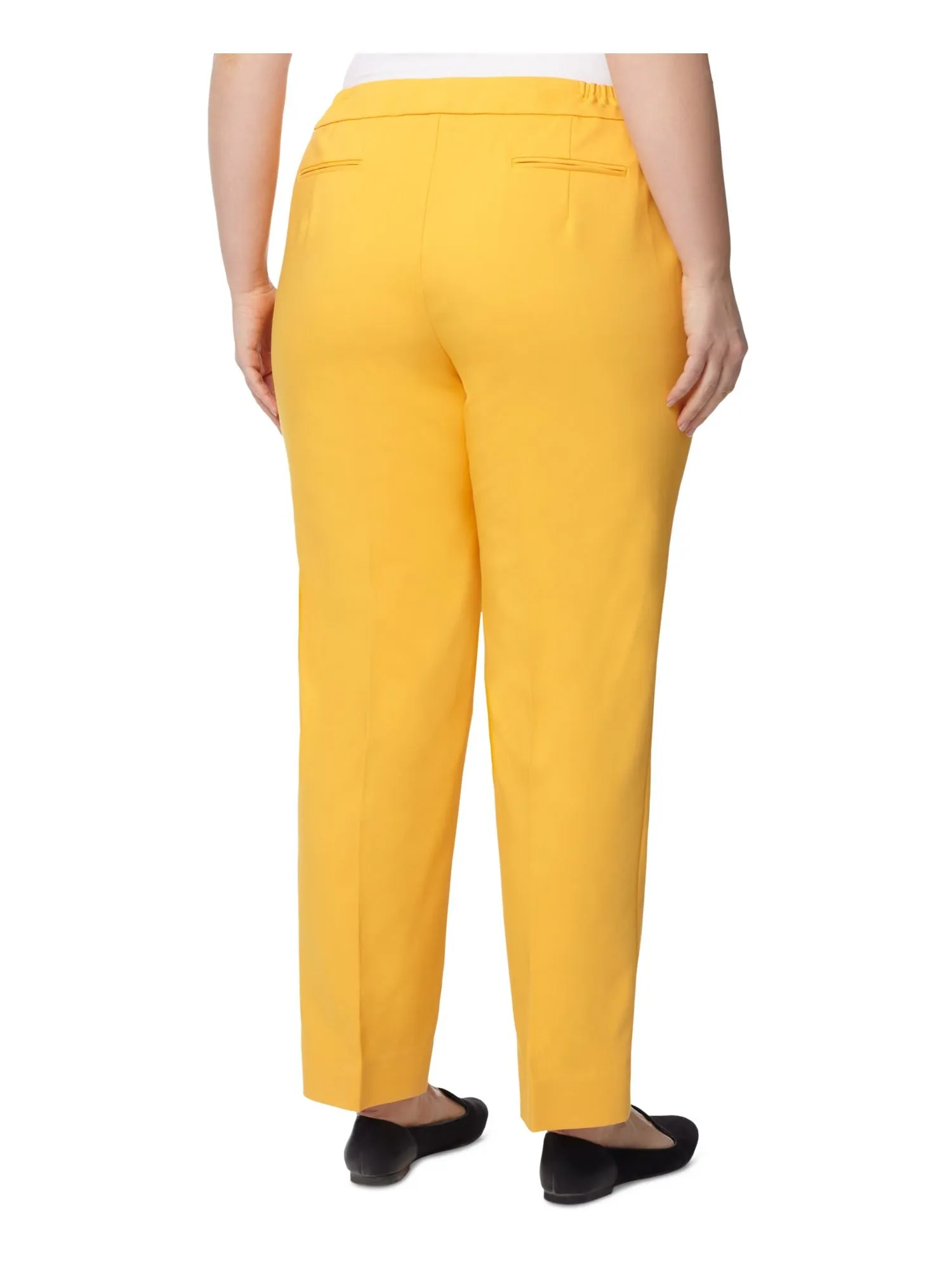 ANNE KLEIN Womens Yellow Pocketed Zippered Hook And Bar Closure Wear To Work Straight leg Pants