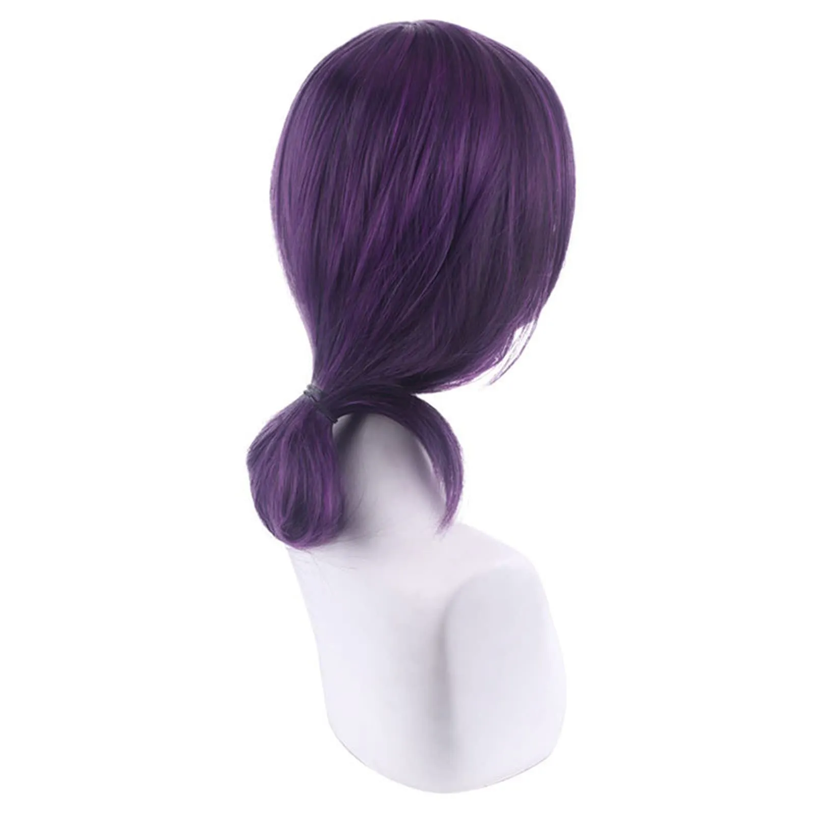 Anogol Hair Cap Short Purple wig For anime cosplay Synthetic Hair with Bangs For Women Halloween Costumes Party