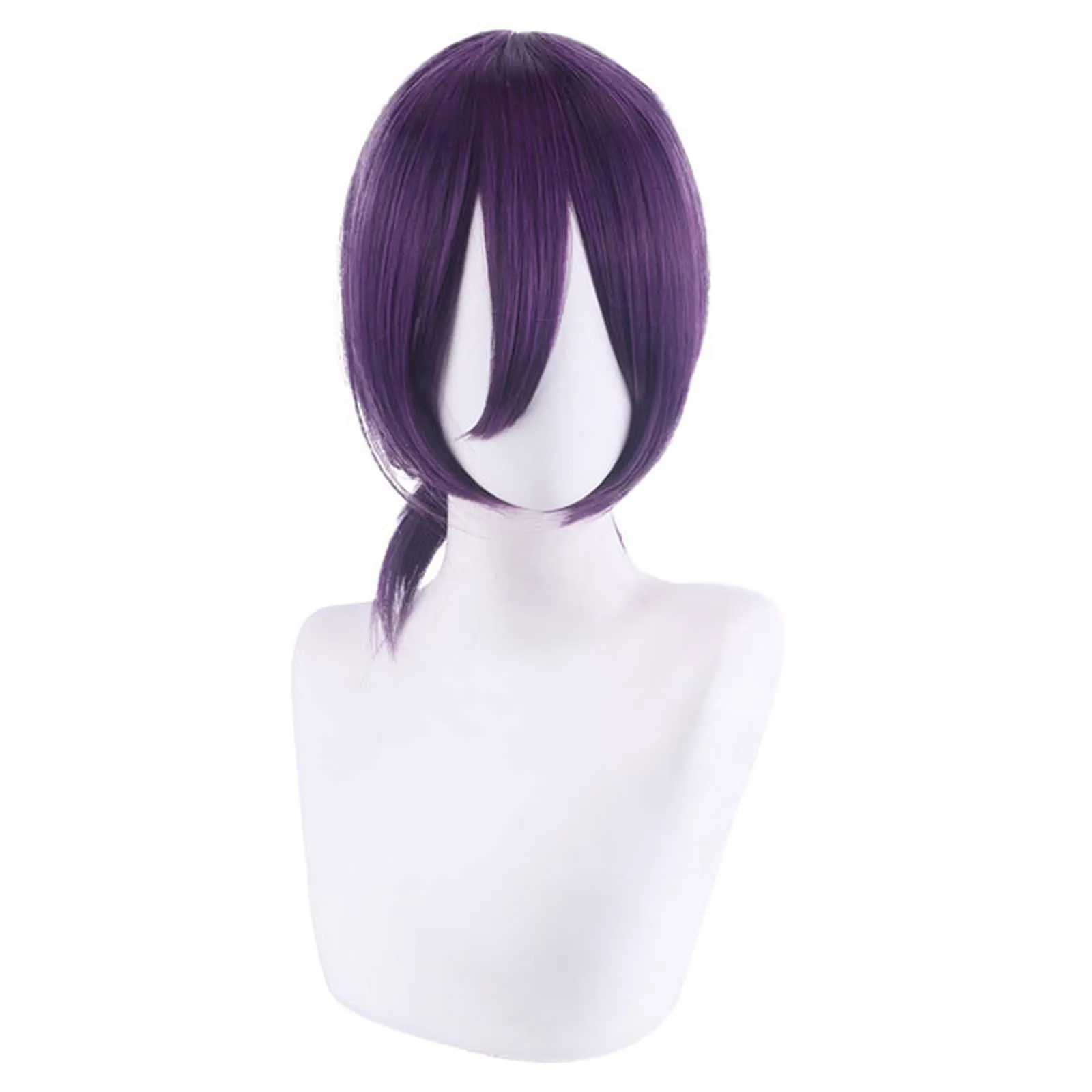 Anogol Hair Cap Short Purple wig For anime cosplay Synthetic Hair with Bangs For Women Halloween Costumes Party