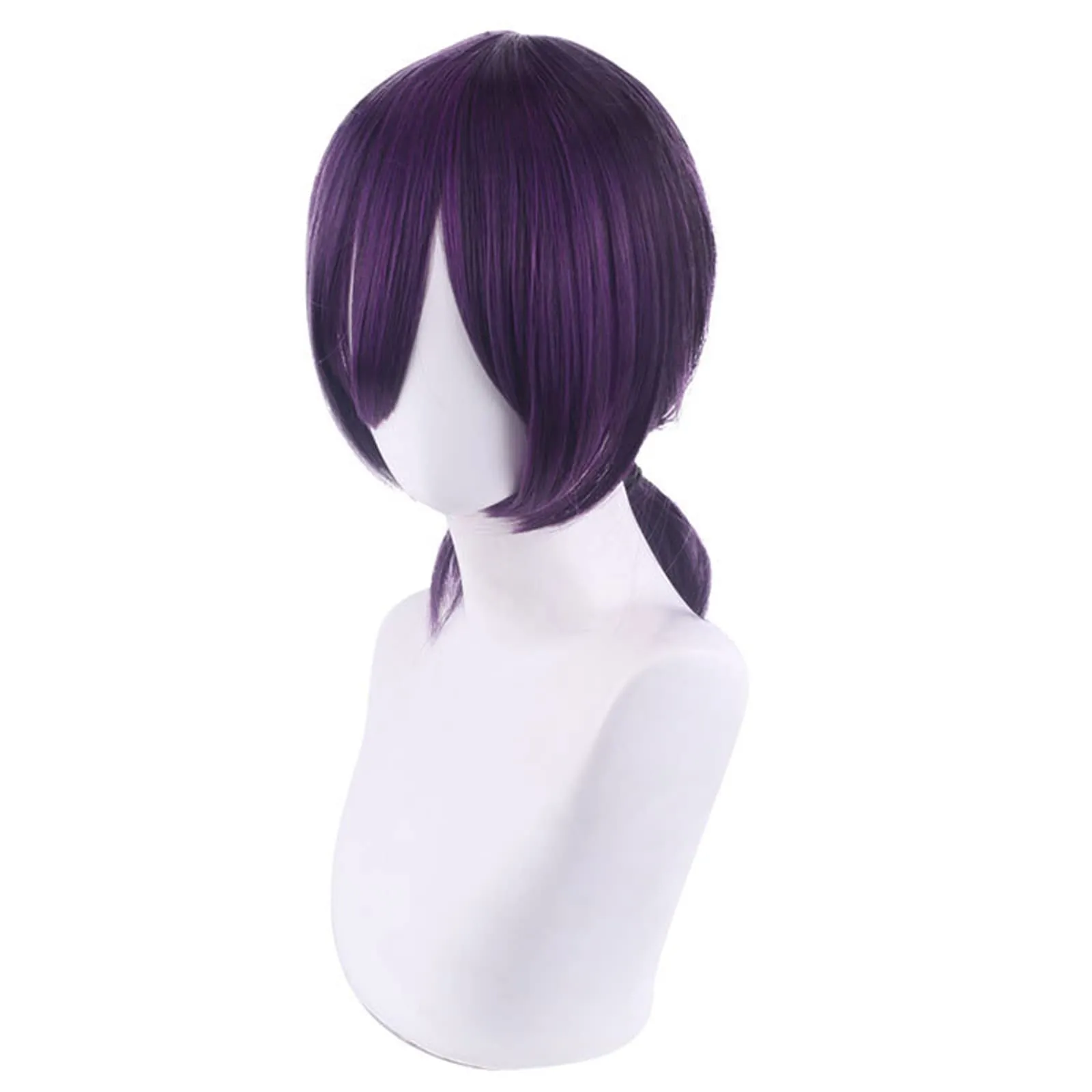 Anogol Hair Cap Short Purple wig For anime cosplay Synthetic Hair with Bangs For Women Halloween Costumes Party