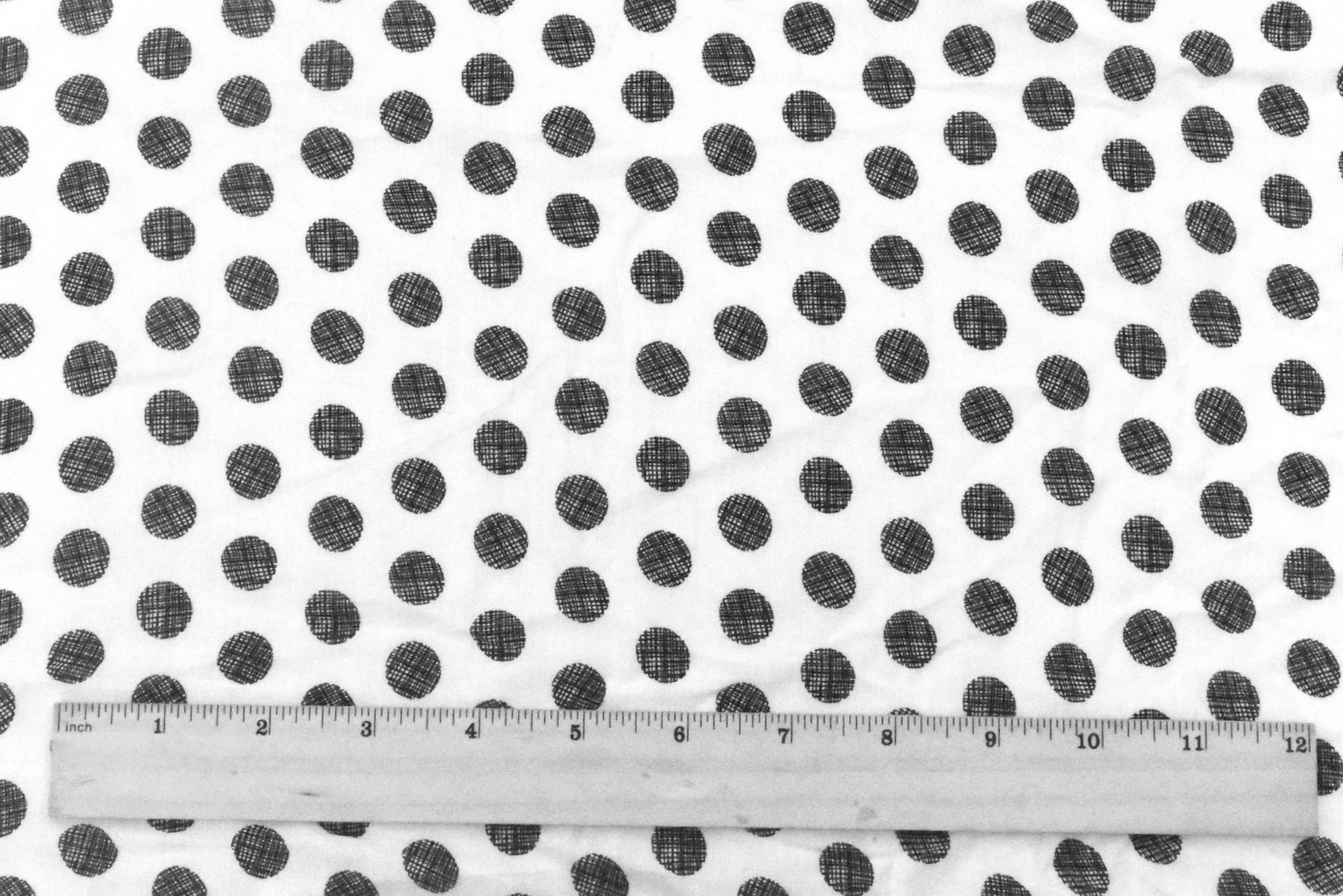 Basic White-Black Dot Printed Cotton Lawn Woven Fabric