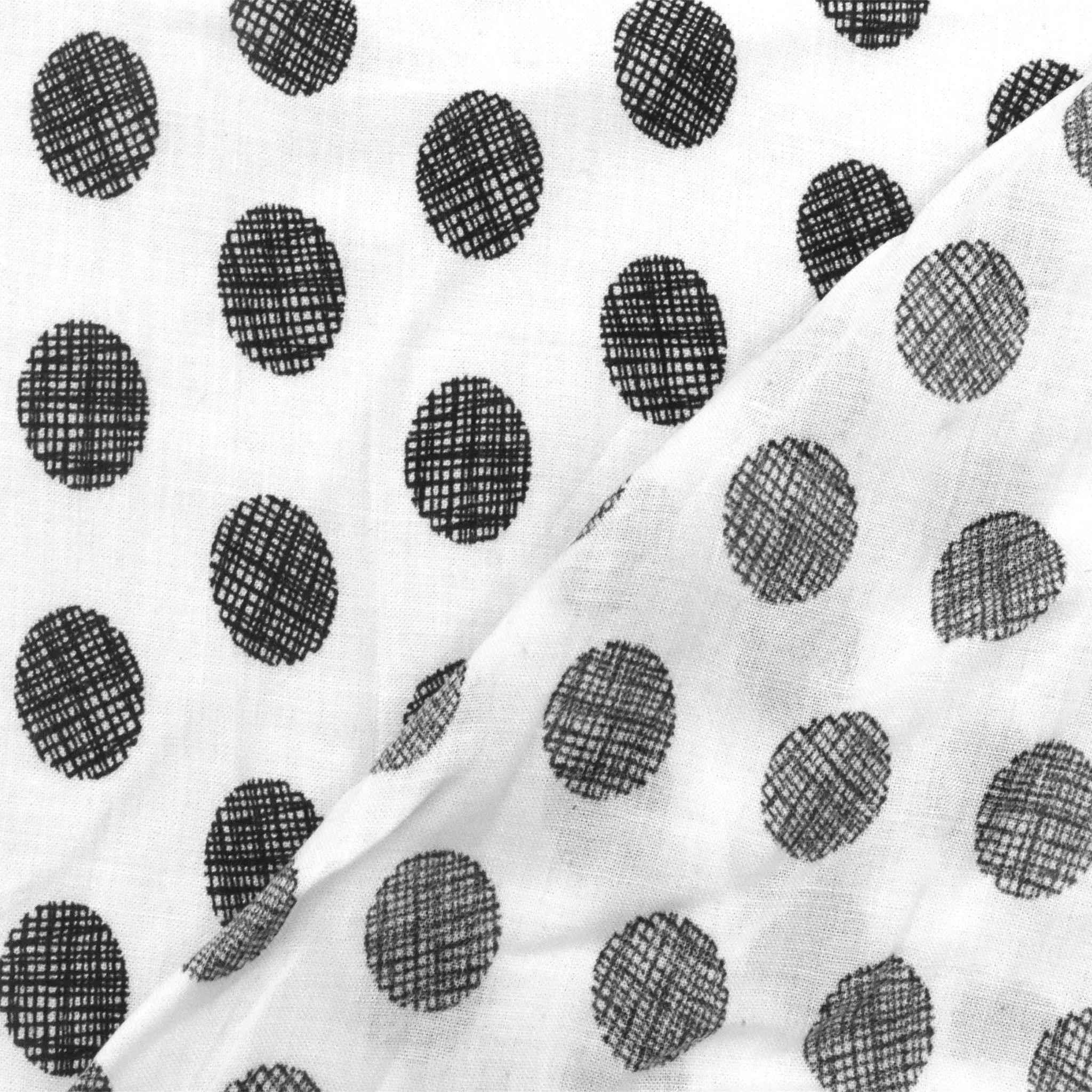 Basic White-Black Dot Printed Cotton Lawn Woven Fabric