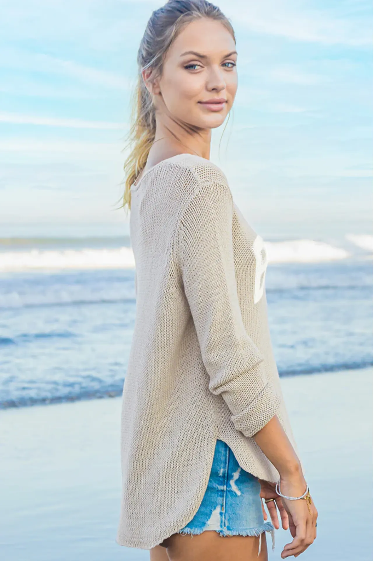 Beach V Cotton Sweater