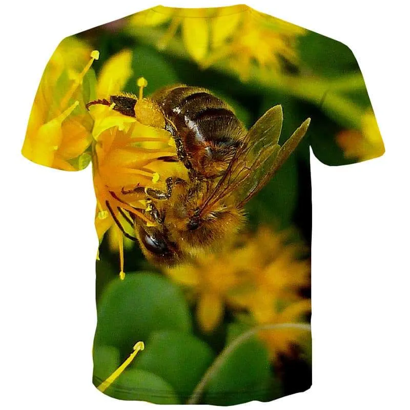 Bee T shirts Men Flower T shirts Funny Animal Shirt Print Colorful Tshirts Casual