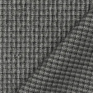 Black-Gray Mini Plaid Stretch Poly Blend Suiting Woven Fabric