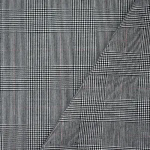 Black-White-Red Poly Wool Glen Plaid Woven Shirting Fabric