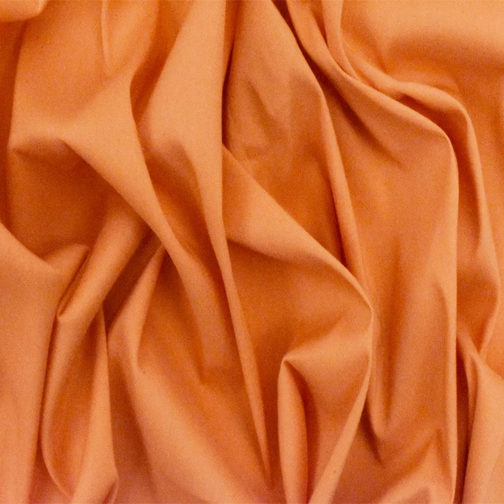 Bright Orange Solid Stretch Cotton Blend Broadcloth Woven Fabric