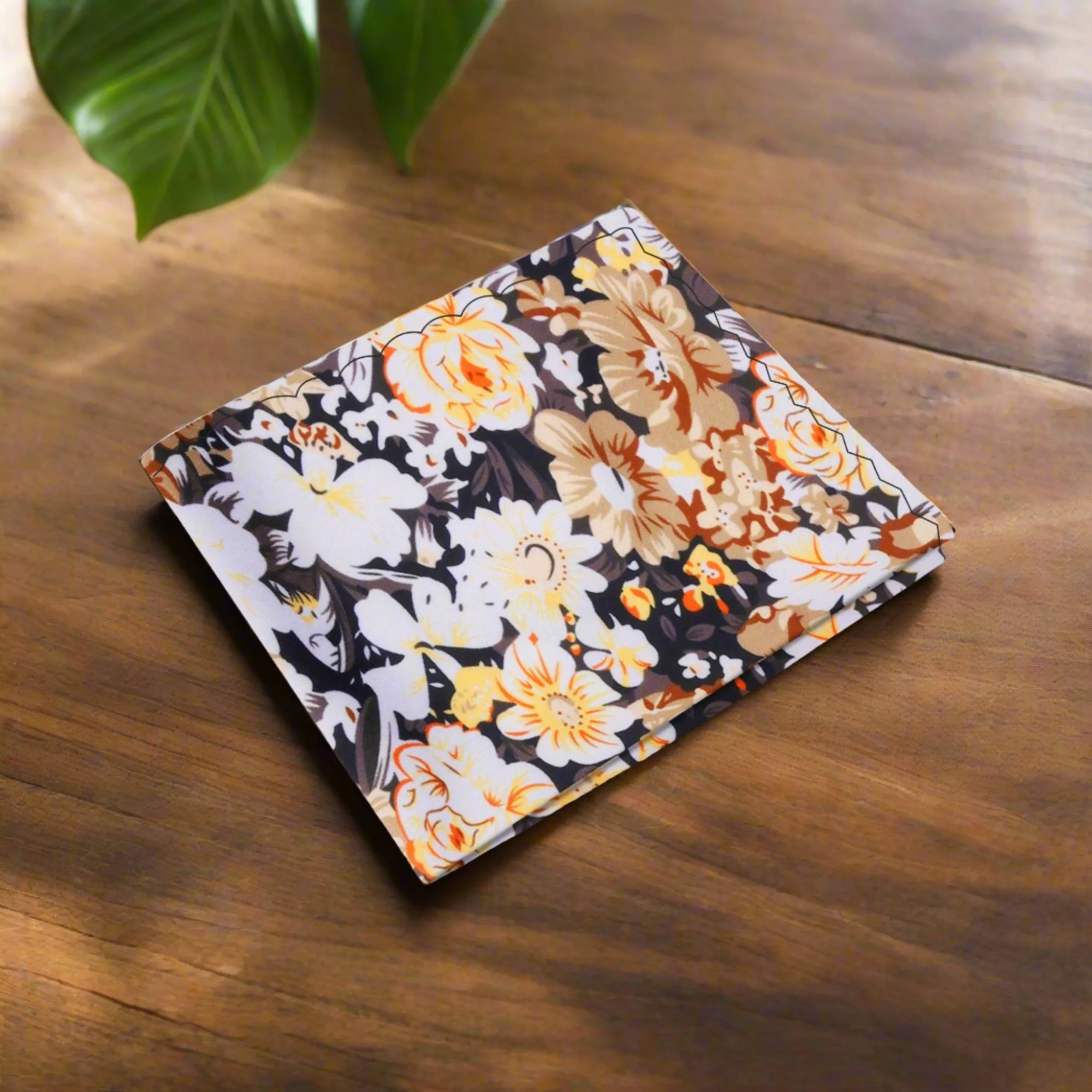 Brown, Black, White Fall Flowers Pocket Square