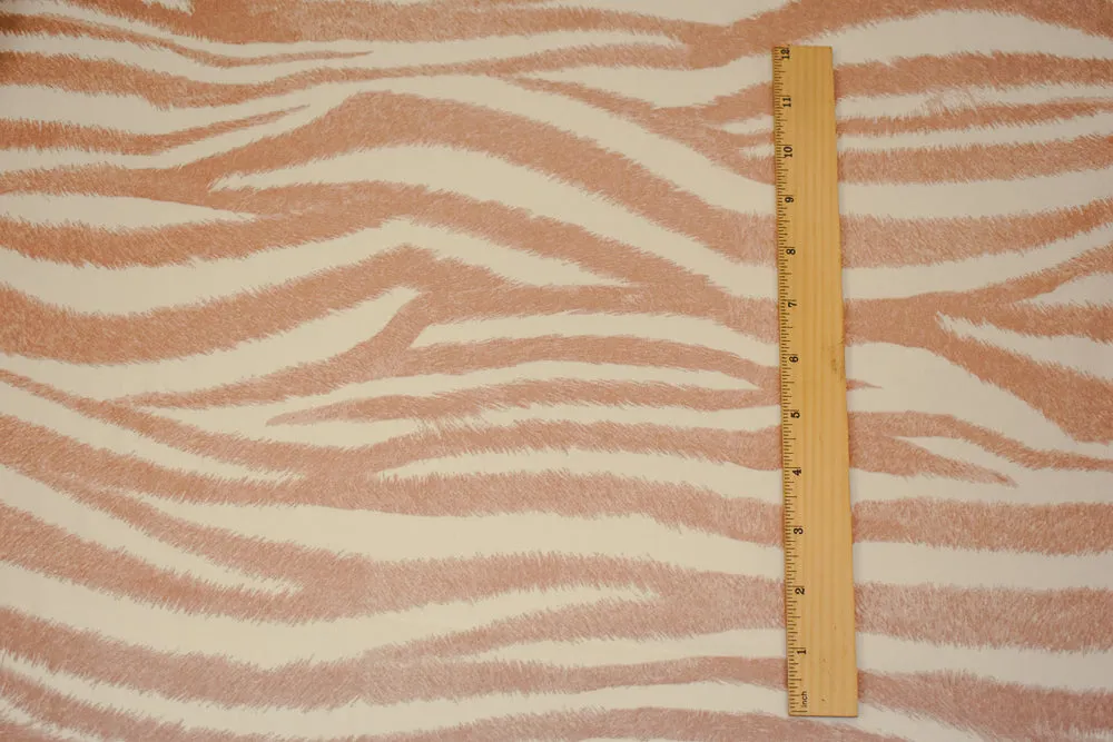 Brown-Ivory Zebra Pattern Printed Poly Charmeuse Woven Fabric