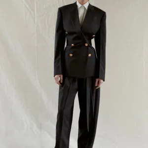 CÉLINE Black Double Breasted Suit | Size FR 34