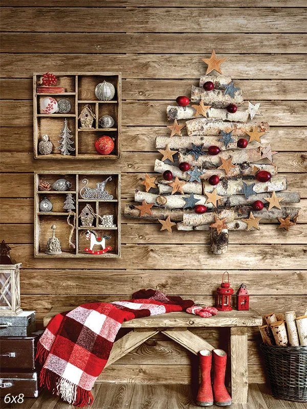 Cozy Christmas Cabin Backdrop