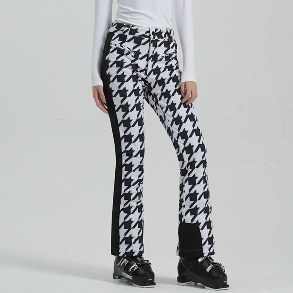 Designer High Waist Snow Pants Women Slim Isulated Trousers