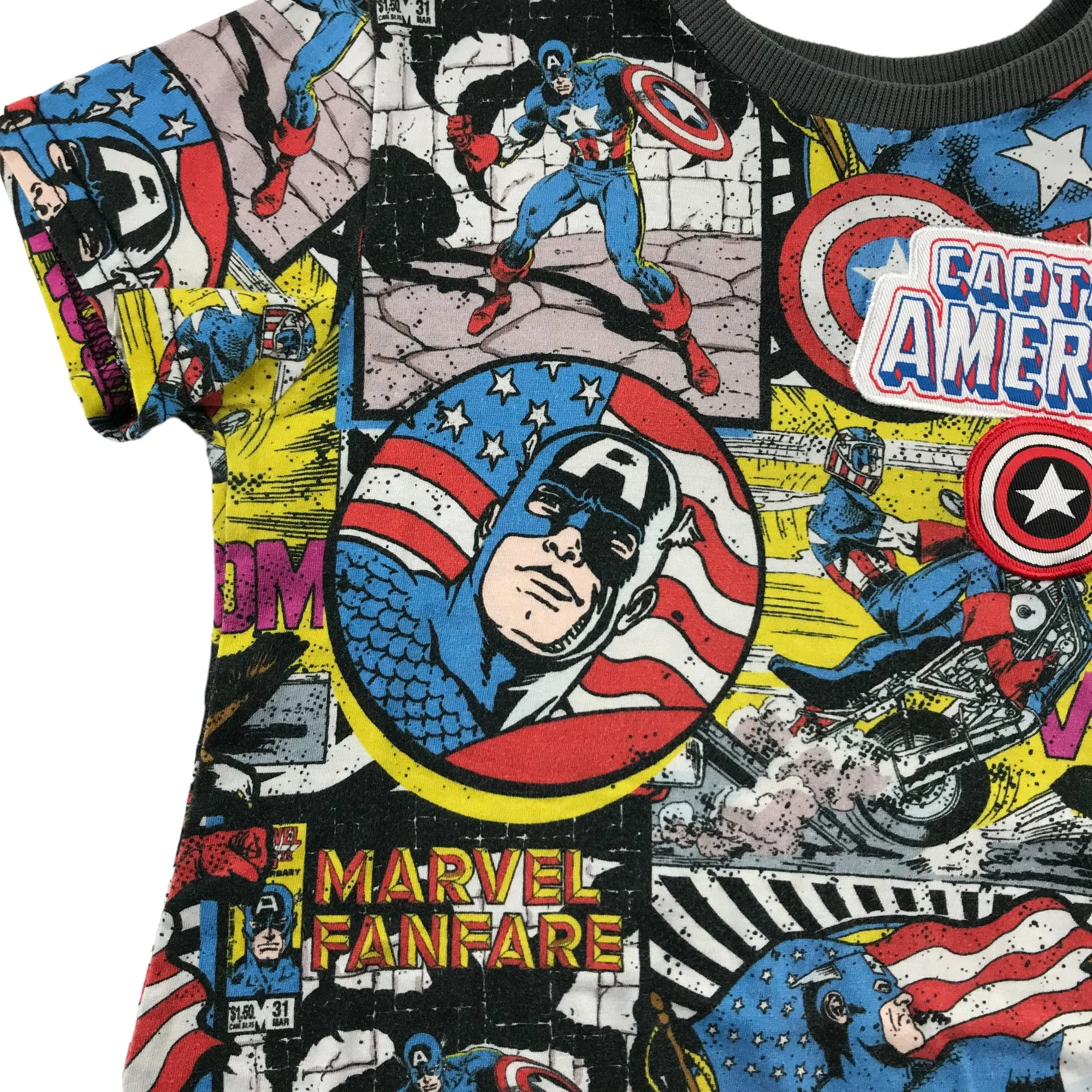 Disney t-shirt 5-6 years Marvel superheroes comic print pattern short sleeve cotton