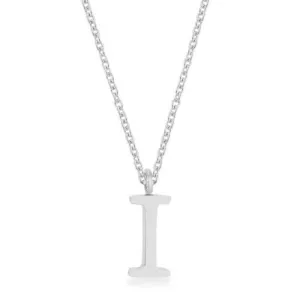 Elaina Rhodium Stainless Steel I Initial Necklace