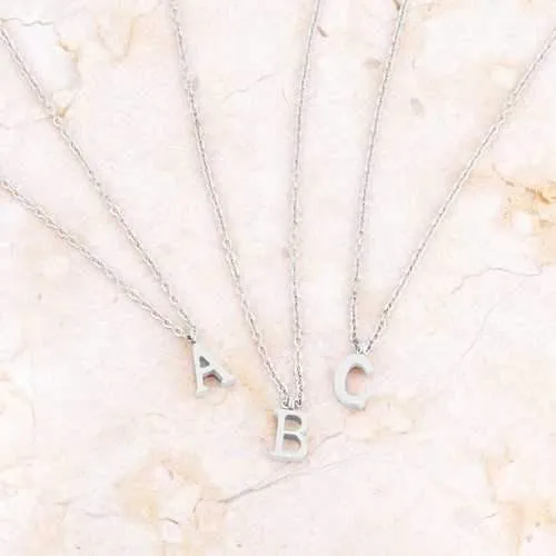 Elaina Rhodium Stainless Steel I Initial Necklace