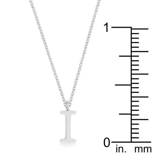 Elaina Rhodium Stainless Steel I Initial Necklace