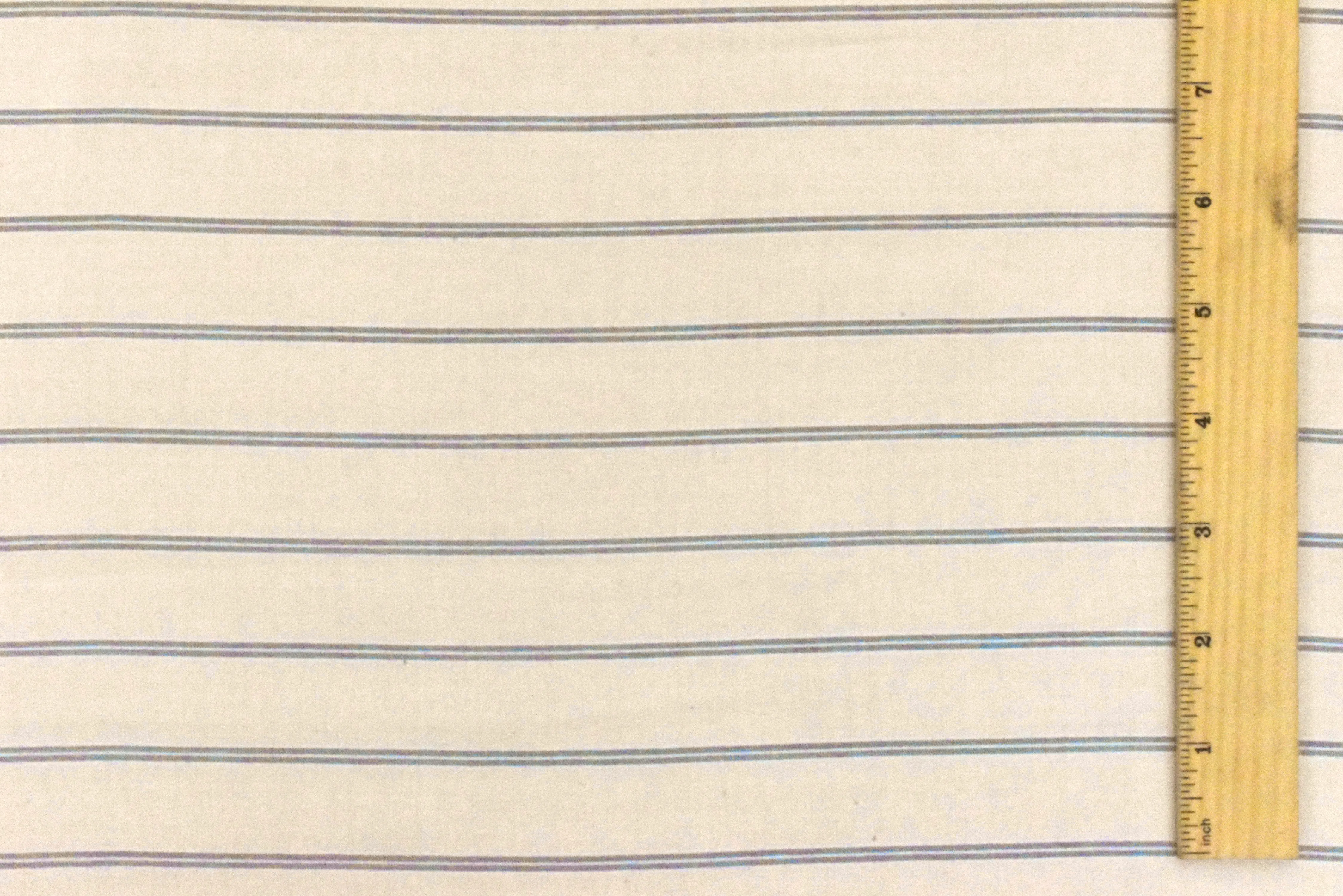 Fainted Beige-White-Gray Striped Rayon-Cotton Twill Woven Fabric