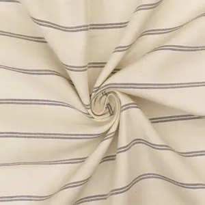 Fainted Beige-White-Gray Striped Rayon-Cotton Twill Woven Fabric