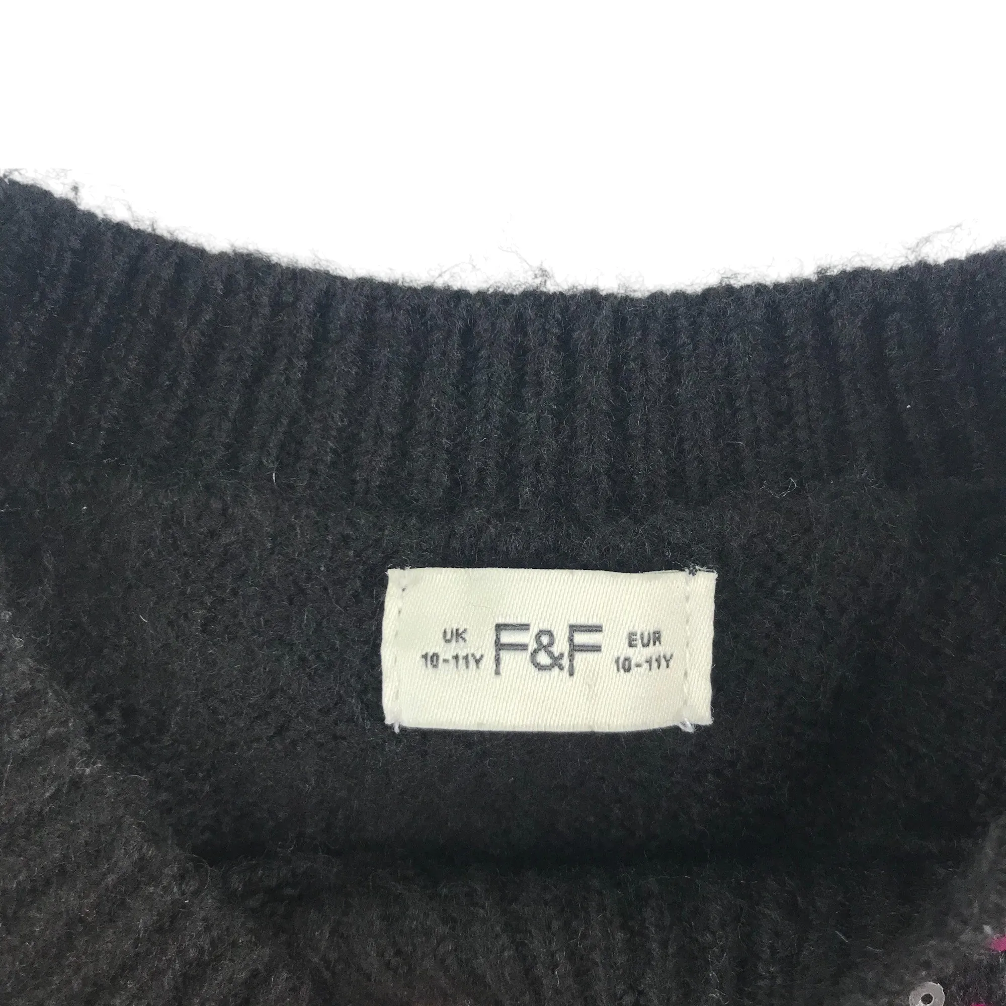 F&F jumper 10-11 years black cropped sparkly sequins