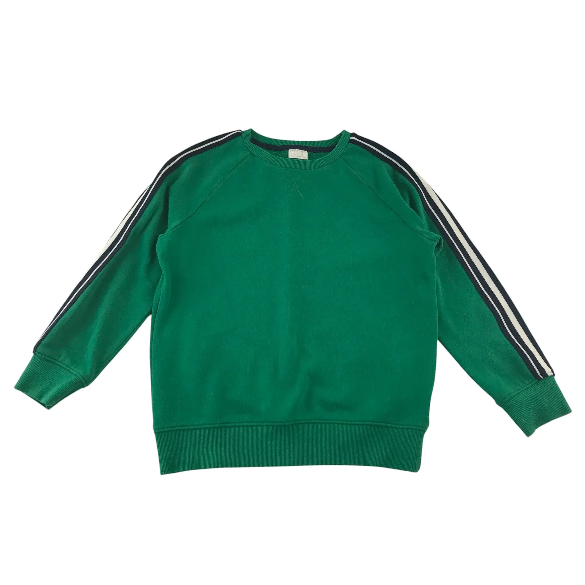 F&F sweater 8-9 years green plain stripy sleeve panels