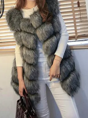 Faux Fox Warm Women Coat Vests Winter Furs