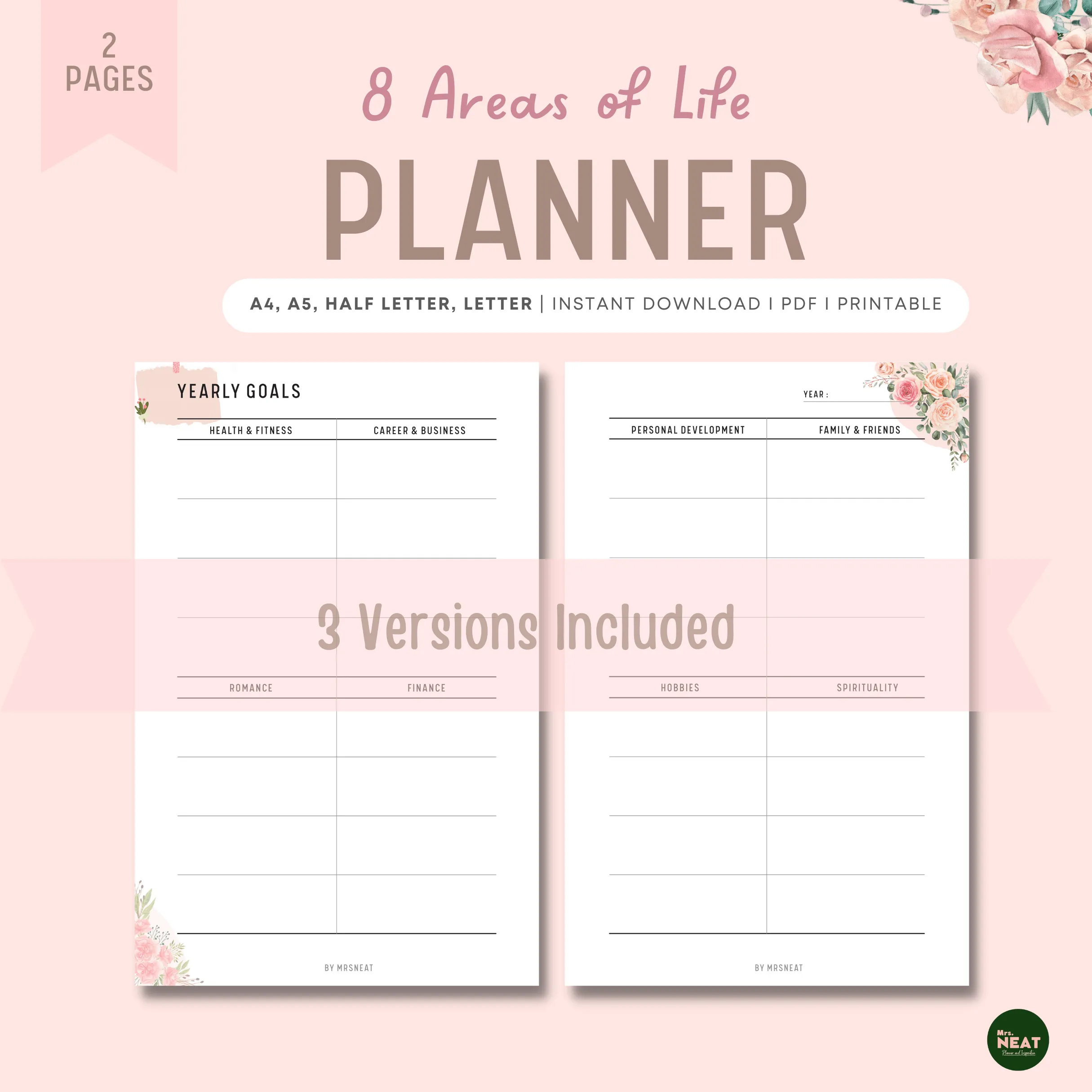 Floral 8 Areas of Life Goal Plan