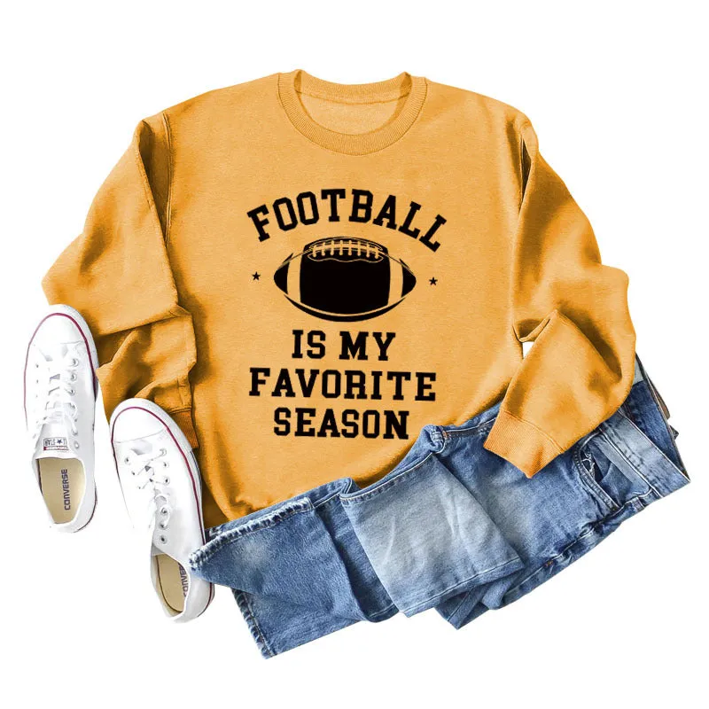 FOOTBALL IS MY FAVORITE INDIE FOOTBALL MONOGRAM PRINT SWEATSHIRT WOMEN'S LONG SLEEVES