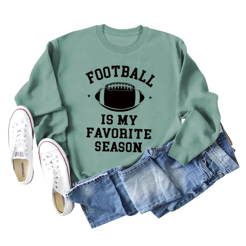 FOOTBALL IS MY FAVORITE INDIE FOOTBALL MONOGRAM PRINT SWEATSHIRT WOMEN'S LONG SLEEVES