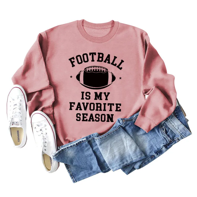 FOOTBALL IS MY FAVORITE INDIE FOOTBALL MONOGRAM PRINT SWEATSHIRT WOMEN'S LONG SLEEVES