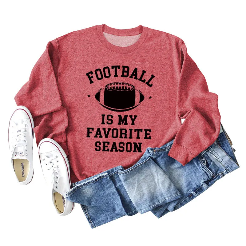 FOOTBALL IS MY FAVORITE INDIE FOOTBALL MONOGRAM PRINT SWEATSHIRT WOMEN'S LONG SLEEVES