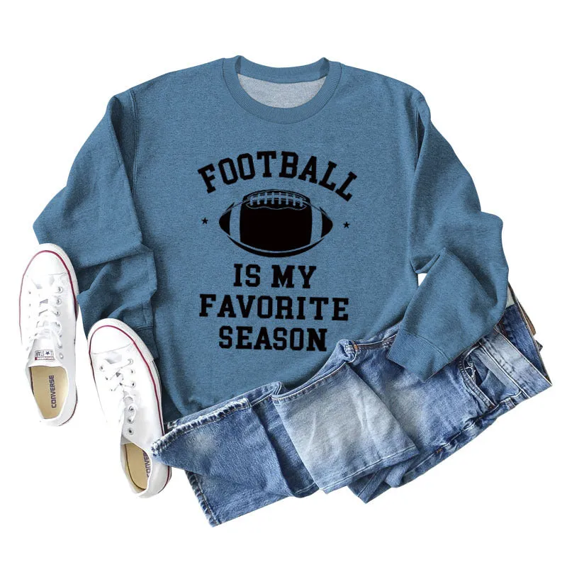 FOOTBALL IS MY FAVORITE INDIE FOOTBALL MONOGRAM PRINT SWEATSHIRT WOMEN'S LONG SLEEVES