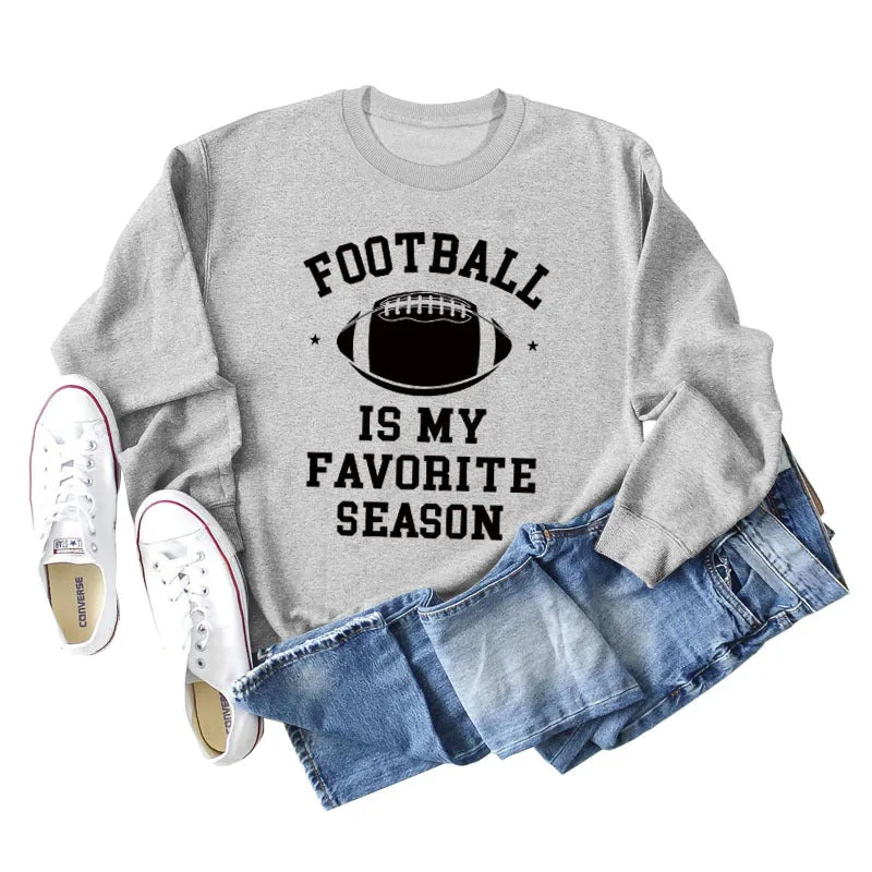 FOOTBALL IS MY FAVORITE INDIE FOOTBALL MONOGRAM PRINT SWEATSHIRT WOMEN'S LONG SLEEVES