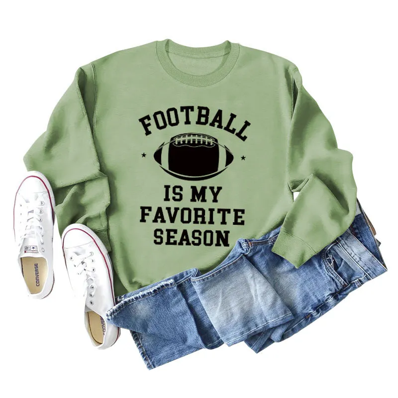 FOOTBALL IS MY FAVORITE INDIE FOOTBALL MONOGRAM PRINT SWEATSHIRT WOMEN'S LONG SLEEVES