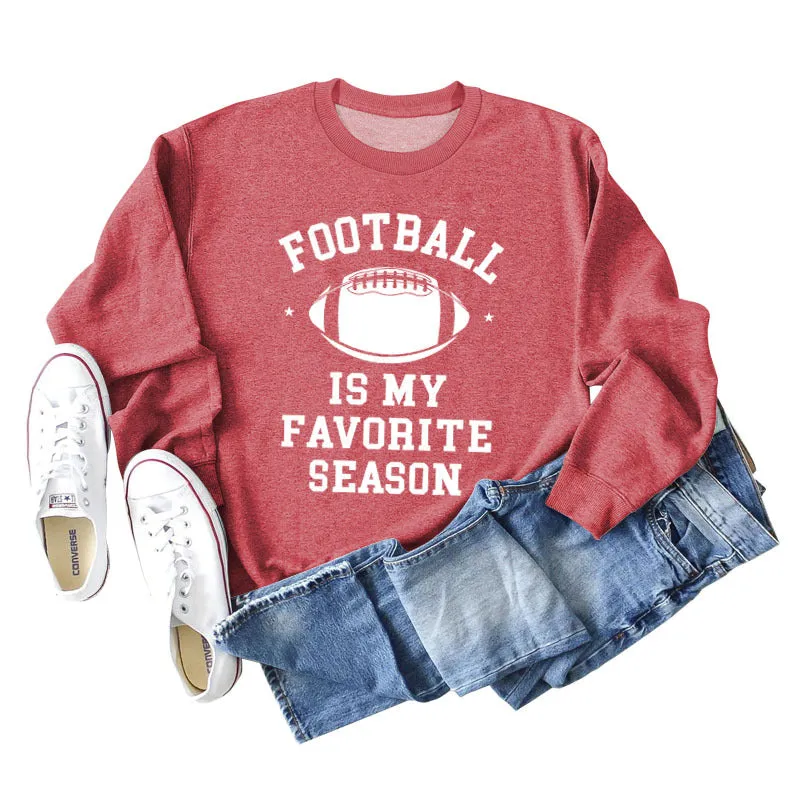 FOOTBALL IS MY FAVORITE INDIE FOOTBALL MONOGRAM PRINT SWEATSHIRT WOMEN'S LONG SLEEVES