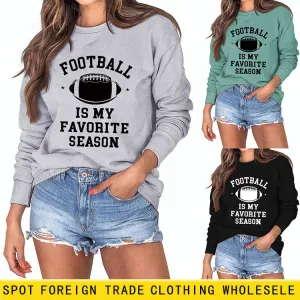 FOOTBALL IS MY FAVORITE INDIE FOOTBALL MONOGRAM PRINT SWEATSHIRT WOMEN'S LONG SLEEVES