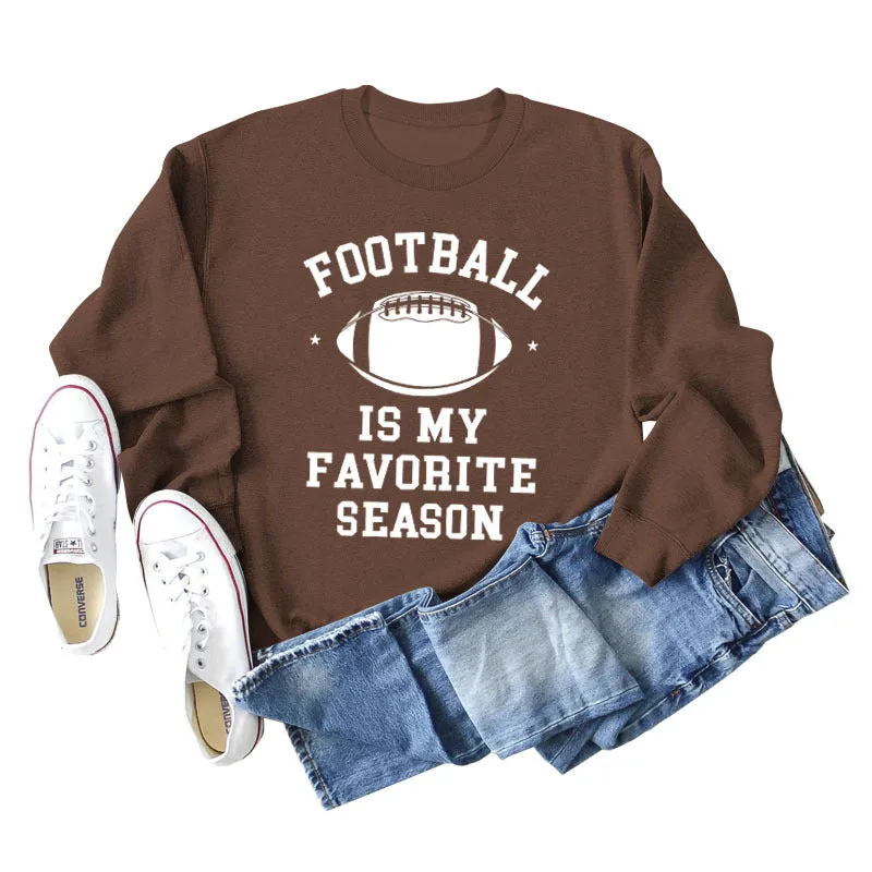 FOOTBALL IS MY FAVORITE INDIE FOOTBALL MONOGRAM PRINT SWEATSHIRT WOMEN'S LONG SLEEVES