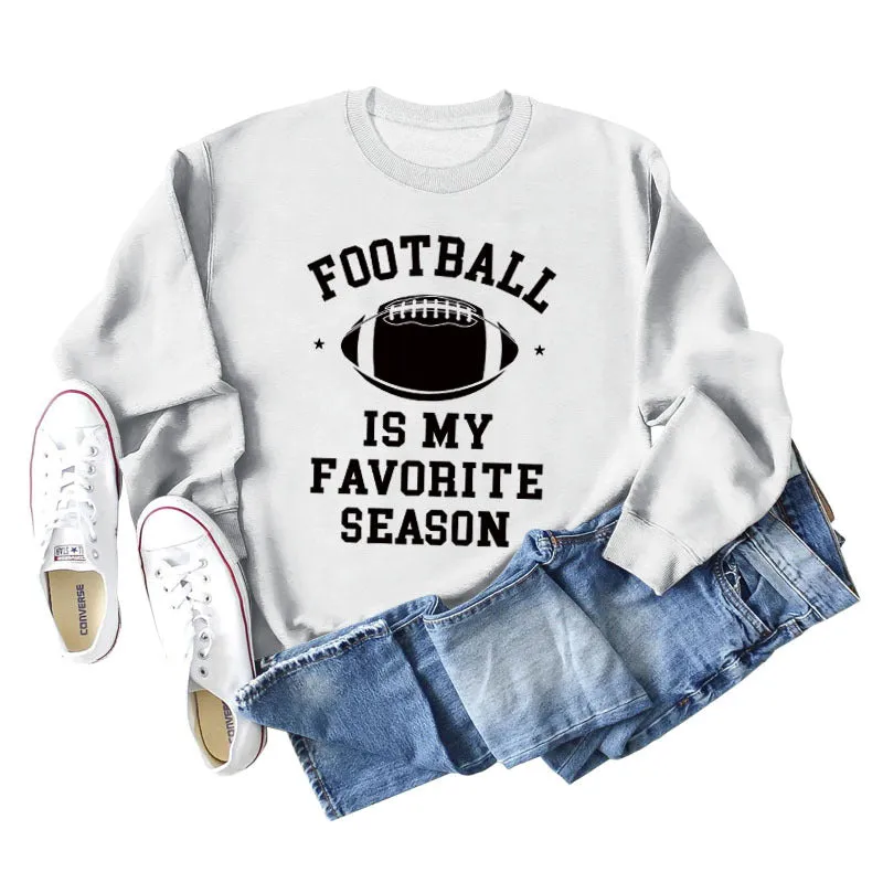 FOOTBALL IS MY FAVORITE INDIE FOOTBALL MONOGRAM PRINT SWEATSHIRT WOMEN'S LONG SLEEVES