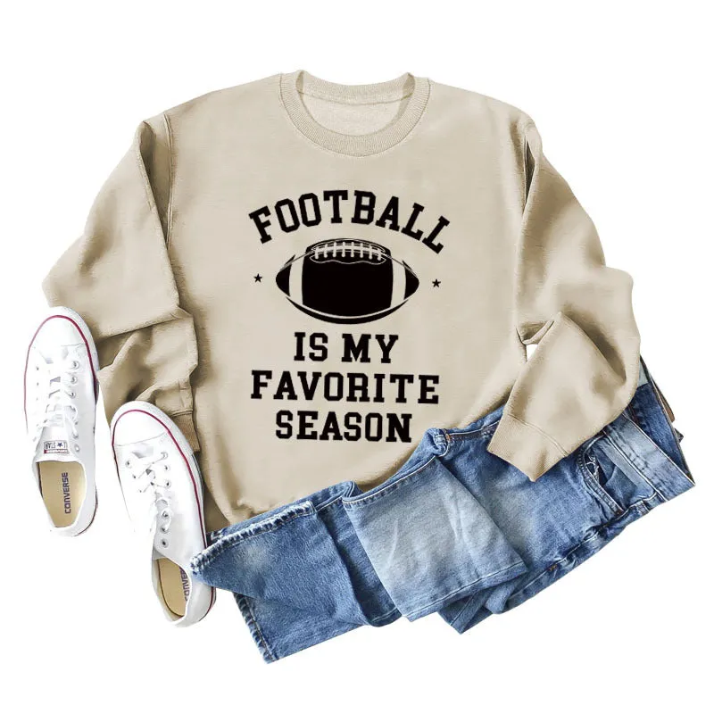 FOOTBALL IS MY FAVORITE INDIE FOOTBALL MONOGRAM PRINT SWEATSHIRT WOMEN'S LONG SLEEVES