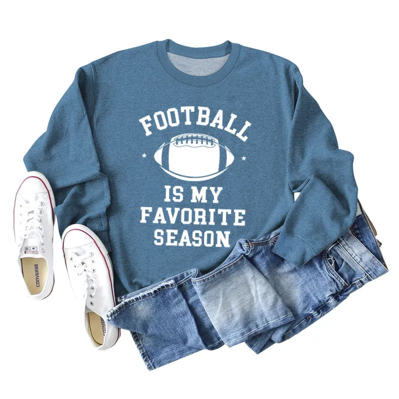 FOOTBALL IS MY FAVORITE INDIE FOOTBALL MONOGRAM PRINT SWEATSHIRT WOMEN'S LONG SLEEVES