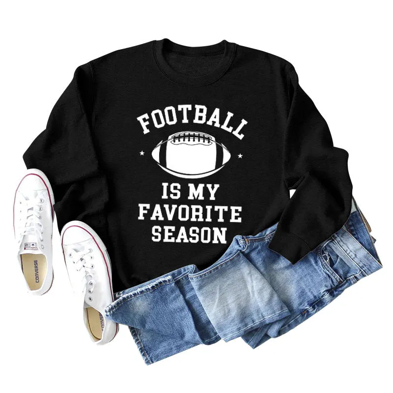 FOOTBALL IS MY FAVORITE INDIE FOOTBALL MONOGRAM PRINT SWEATSHIRT WOMEN'S LONG SLEEVES