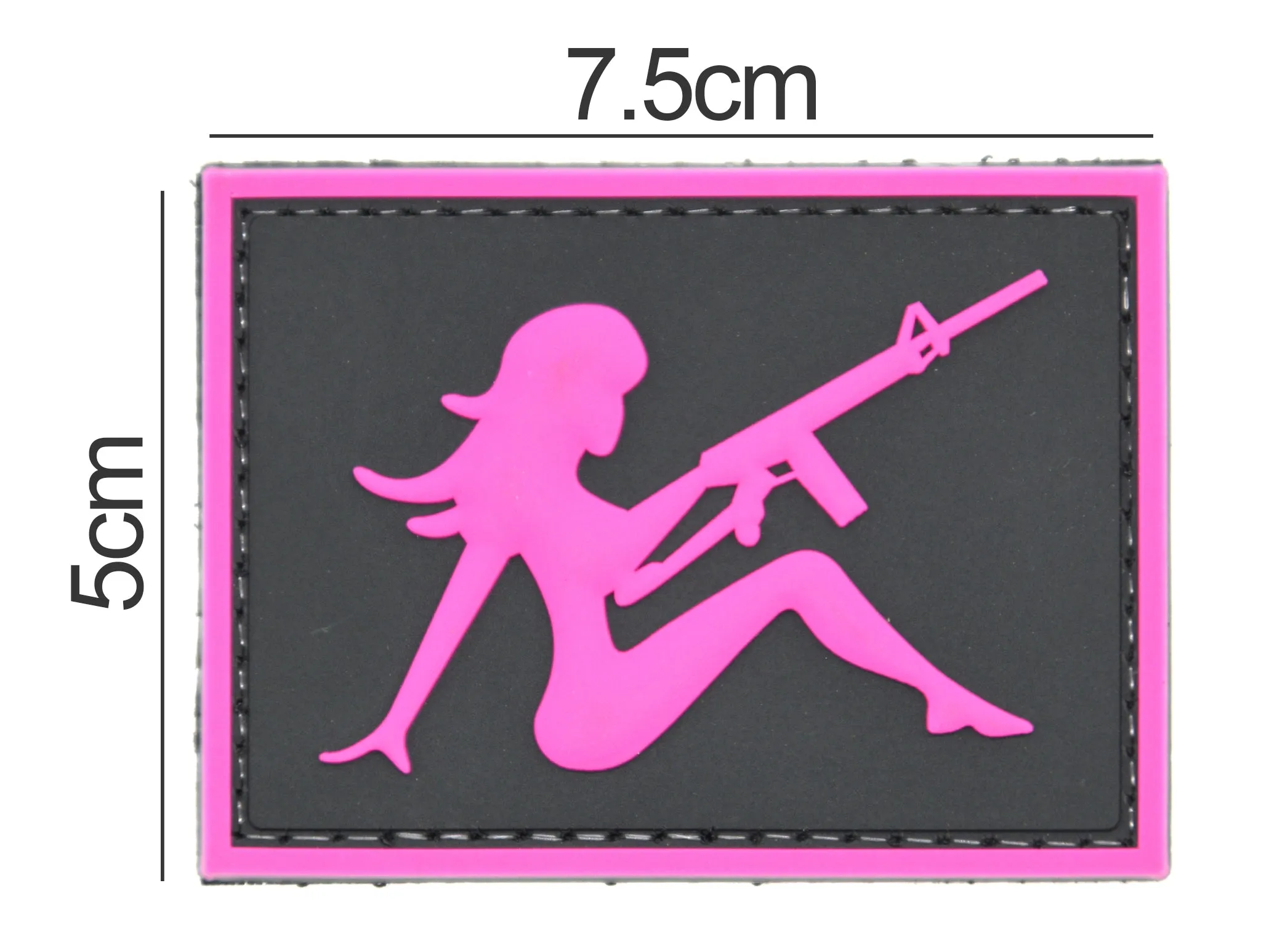 Girl with Rifle Facing Right Patch Black/Pink