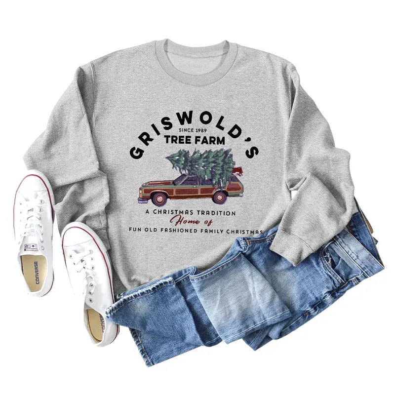 GRISWOLD'S SINCE LETTERS LOOSE LONG SLEEVE SHIRT WOMEN'S SWEATSHIRT