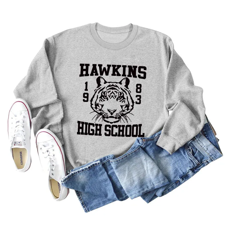 Hawkins 1893 High Letter Round Neck Fashion Loose Long Sleeve Sweater for Women